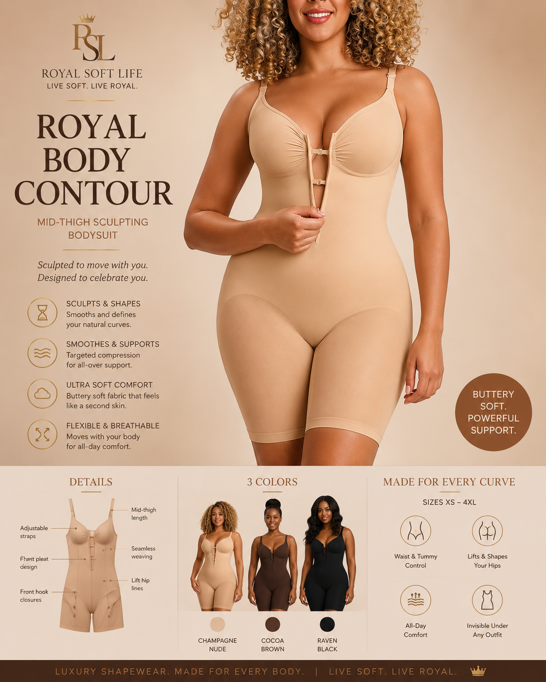 Royal Zip Sculpt Bodysuit - Image 2