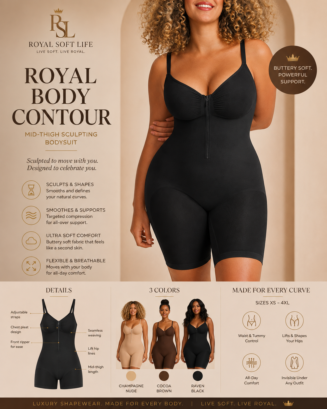 Royal Zip Sculpt Bodysuit - Image 6