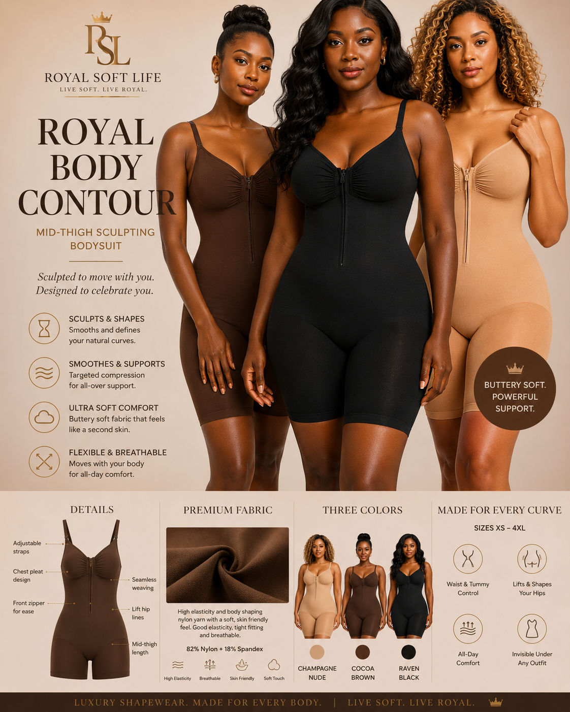 Royal Zip Sculpt Bodysuit - Image 3